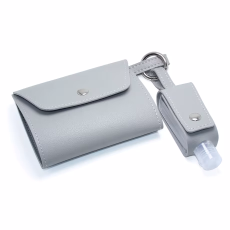 Anti-dust Mask Storage Bag Mini 30ml Alcohol Bottle Case Hygiene Gifts File Keychain PU Leather Hand Sanitizer Holder Keychain