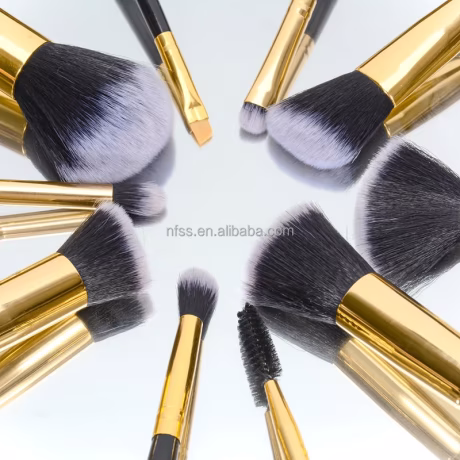 Beauty Tool Kits Professional Custom Logo Gold Vegan 10Pcs Single Face Foundation Make Up Brushes &amp; Makeup Brush Set For Women