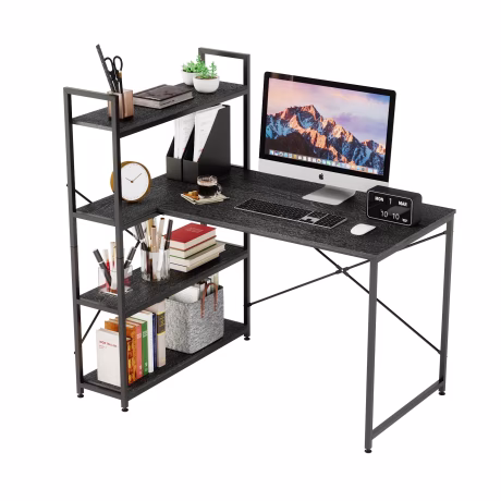 Bestier Home Office Computer Desk PC Laptop Study Writing Table Workstation with 4 Tier Shelves For Home Office