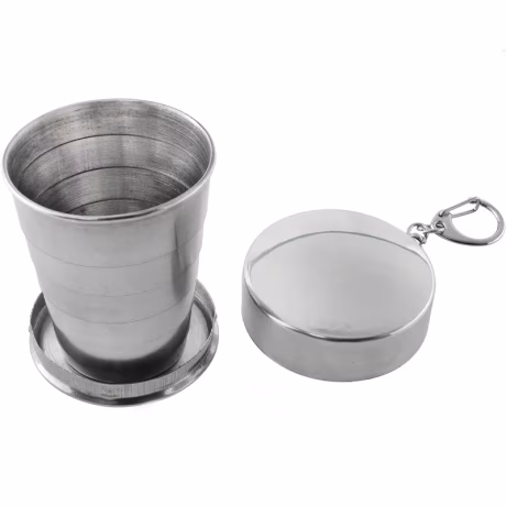 Coffee Cup Travel Mug Collapsible Cup Super Foldable Stainless Steel Outdoor Camping Cup With Keychain Water Coffee Handcup