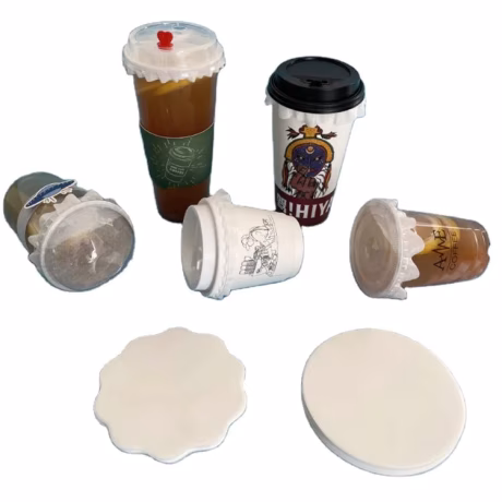 Custom environmental health disposable waterproof and leak proof sealing 12cm leak proof paper for juice bubble tea coffee cup