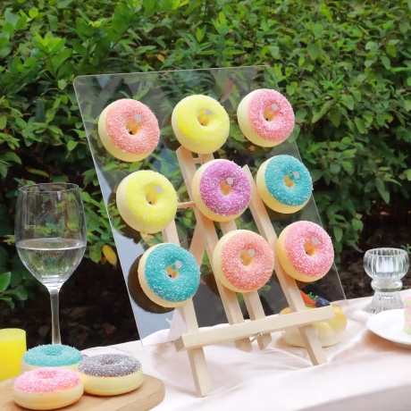 Donut Wall Display Stand for Dessert Table Reusable Acrylic Doughnut Bagel Holder Board with 9 Pillars for Birthday, Wedding