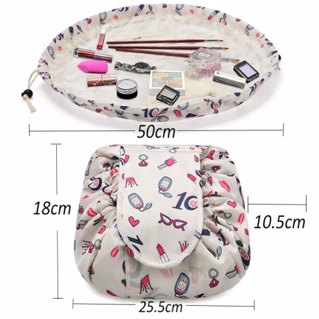 Drawstring Cosmetic Magic Bag Portable Travel Jewelry Storage Bag Polyester Lazy Flat Lay Makeup Bag with Fast Delivery