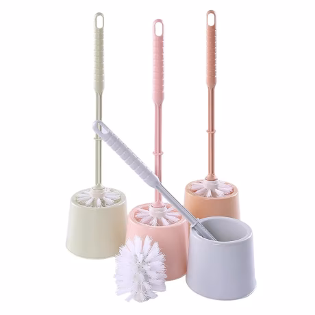 Factory latest OEM Home Daily creative bathroom thickened plastic tape base toilet brush set toilet cleaning brush