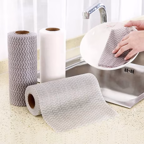 Factory Price 50sheets/roll Oil Cleaning Cloth Stove Remove Rags Wiping Tool Disposable Non-woven Wet Dry Kitchen Dishcloth