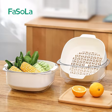 FaSoLa double-layer kitchen bowl drain basket large size corner trash bag
