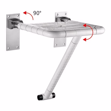 Home Wall Mount Swivel Stainless Folding Disabled Handicap Elderly Shower Bench Seat Bathroom Safety Adjustable Shower Chair