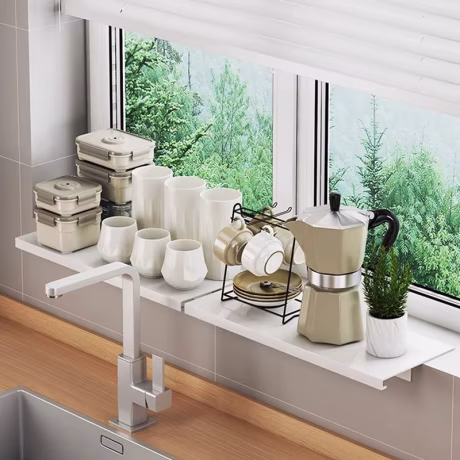 household Non-magnetic punch-free extended version kitchen bathroom sink desktop balcony multi-functional widened storage rack