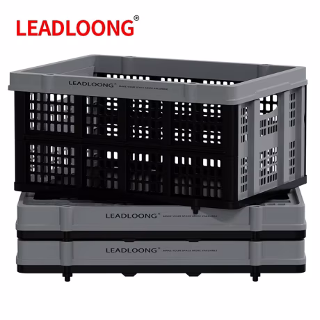 LEADLOONG 4Pcs Folding Basket 56*40*27.3cm\22*15.7*10.7inch Collapsible Storage Basket Plastic Basket for Garage Home Garden