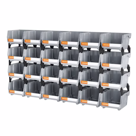 LEADLOONG V1 Gray Storage Parts Bin 24pcs 13.5x10.5x7.6cm/5x4*3inch Hardware Tools Storage Plastic Parts Bin gor Garage