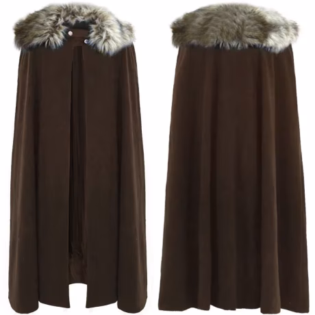 minthson Men s Medieval Costume Cloak Winter Fur Collar Larp Cosplay Cape coat High Quality Gothic Women Cape