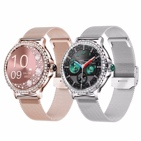 NX19 Fashion Ladies Luxury Smart watch 2023 1.3" IPS Screen BT Call IP68 Sport Silicone + Milanese steel double strap 200mAh