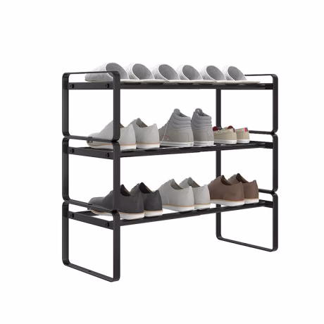 revolving modern wooden furniture space saving shoe rack stands Stackable home metal Scalable free standing bag storage holder
