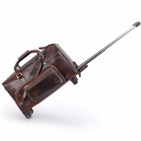 Tiding Newest Trolley Suitcase Waterproof Overnight Luggage Bags Genuine Cow Leather Travel Bag With Wheels