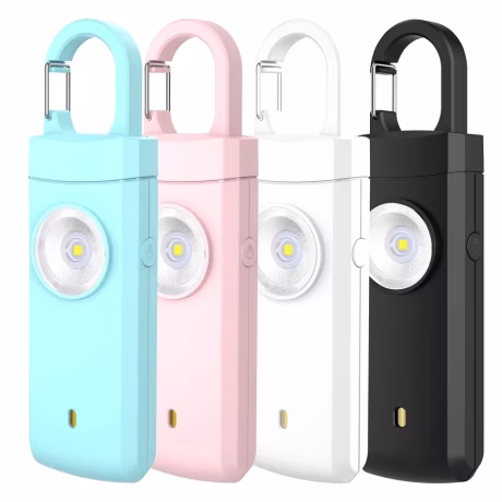 Type-C Usb Rechargeable Self Defense Keychain for Women Siren Safety Alarm Personal Security Key Ring Personal Alarm Kit