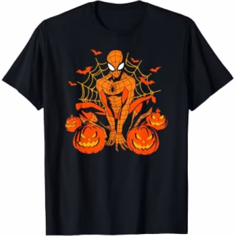 Marvel Spider-Man Halloween Pumpkin Patch Spooky Logo T-Shirt