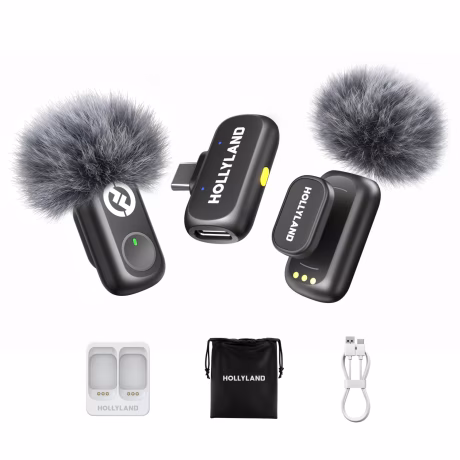 Hollyland Lark A1(2TX + USB-C RX), Wireless Microphone for iPhone &amp; Android